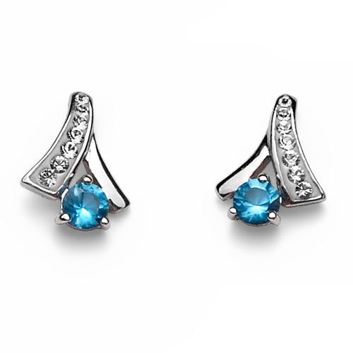 Strieborné náušnice s krištáľmi Swarovski Oliver Weber Nice Blue