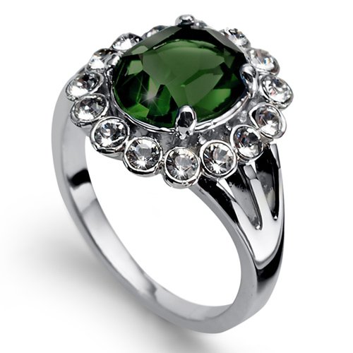 Prsteň s krištáľmi Swarovski Oliver Weber Genuine Emerald