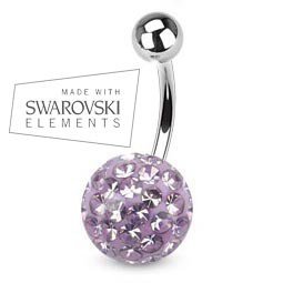 Piercing do pupka s krištáľmi Swarovski BS01015-09