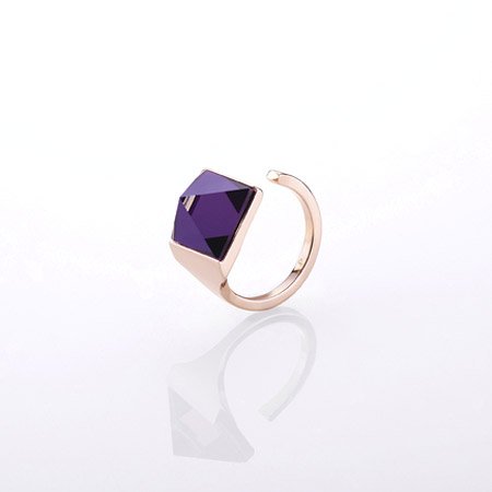 Oceľový prsteň Storm Gemza Rose Gold Purple