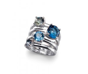 Prsteň s krištáľmi Swarovski Oliver Weber Duo Blue 41122-BLU