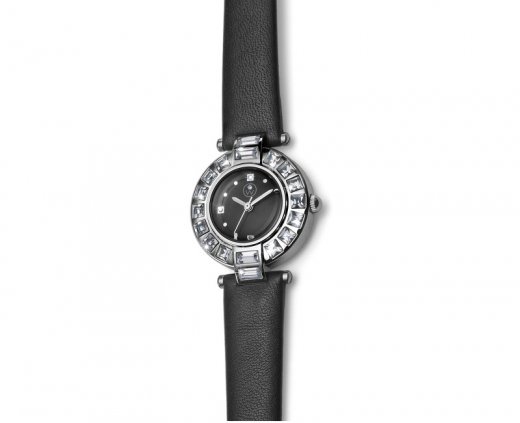 Dámske hodinky s krištáľmi Swarovski Oliver Weber Riga Steel Black 65039-BLA