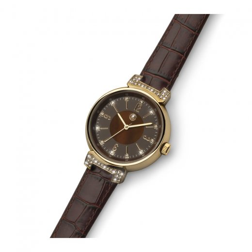 Dámske hodinky s krištáľmi Swarovski Oliver Weber Vienna Steel Brown 65043-BRO