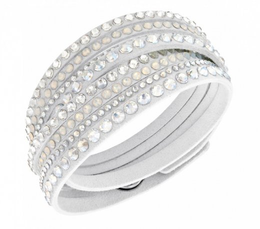 Swarovski náramok SLAKE DELUXE WHITE - biela Alcantara®, číre kryštály 5120520