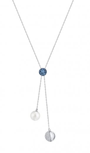 Swarovski náhrdelník FORWARD - paládiovaný kov, farebné kryštály, perla 5221252