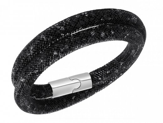 Swarovski náramok STARDUST BLACK DOUBLE - nylon, čierne kryštály 5089844
