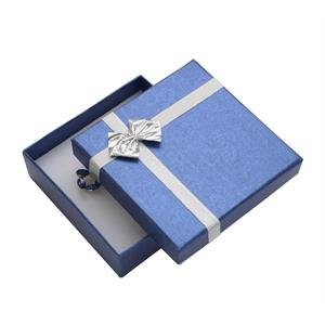 Darčeková krabička na súpravu šperkov - modrá s mašľou