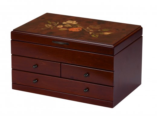 Drevená šperkovnica Mele&Co. Ulrica Floral Mahogany Range
