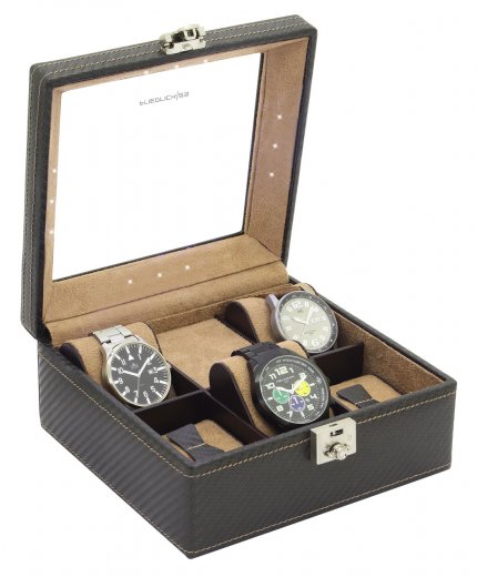 Kazeta na hodinky s LED podsvietením Friedrich Lederwaren Carbon 32058-3