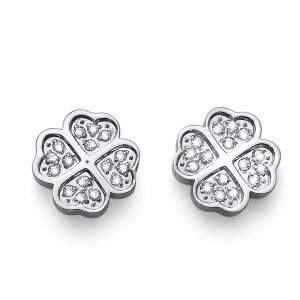 Náušnice s krištáľmi Swarovski Oliver Weber Fourleaf crystal