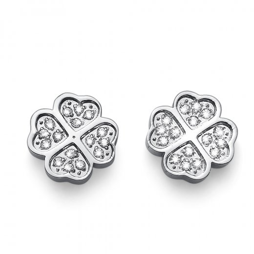 Náušnice s krištáľmi Swarovski Oliver Weber Fourleaf crystal