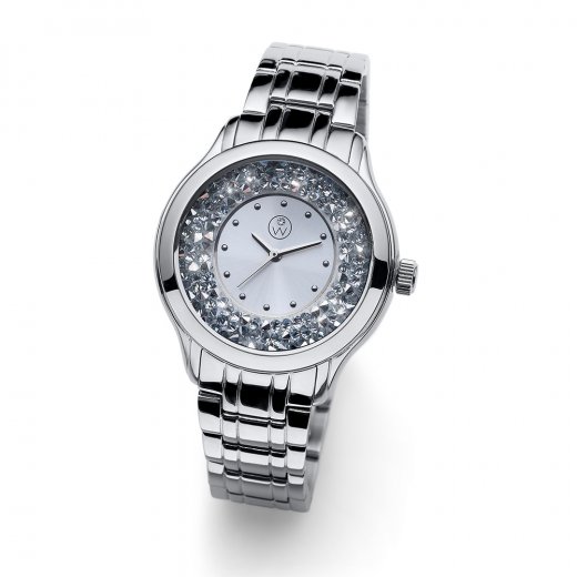 Dámske hodinky s krištáľmi Swarovski Oliver Weber Rocks Steelband
