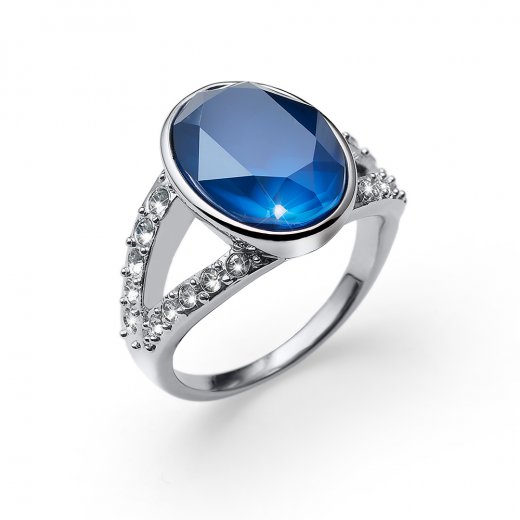 Prsteň s krištálmi Swarovski Oliver Weber Regal blue