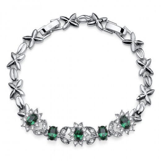 Náramok s krištáľmi Swaroski Oliver Weber Princess emerald