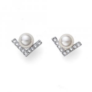 Náušnice s krištáľmi Swarovski Oliver Weber Point Pearl CRY