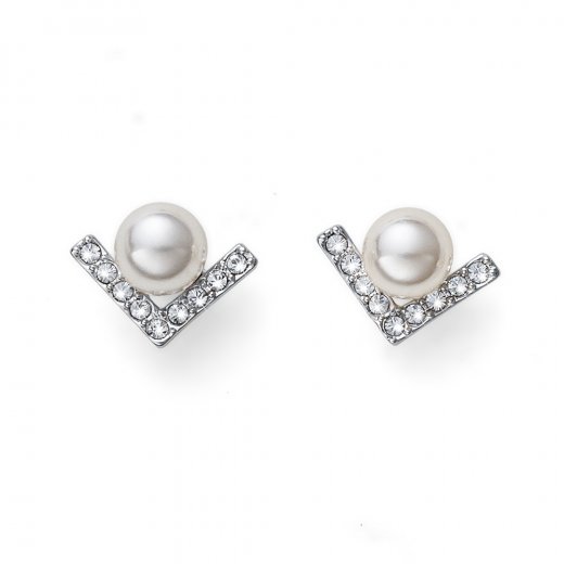Náušnice s krištáľmi Swarovski Oliver Weber Point Pearl CRY