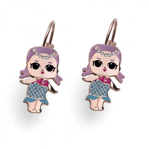 Detské náušnice L.O.L Surprise Merbaby RG so Swarovski krištáľmi L2010MER