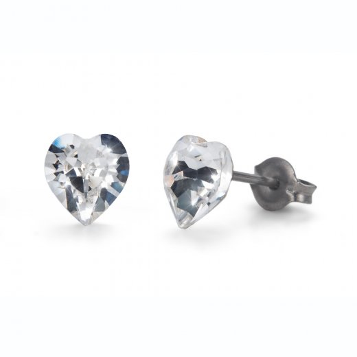 Náušnice so Swarovski krištáľmi Oliver Weber Sensitive PE Heart mini CRY
