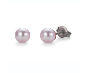 Náušnice Oliver Weber Sensitive PE Pearl round mini rosaline