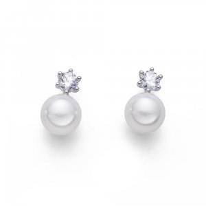 Náušnice s krištáľmi Swarovski Oliver Weber Focus RH CZ white pearl