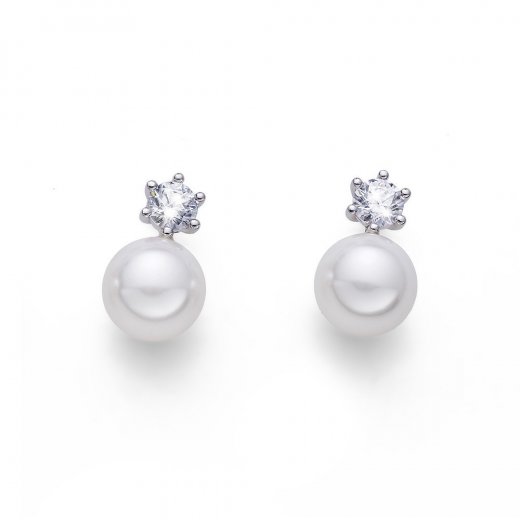 Náušnice s krištáľmi Swarovski Oliver Weber Focus RH CZ white pearl