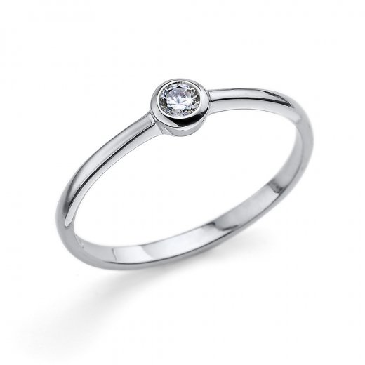 Strieborný prsteň Oliver Weber so Swarovski krištáľmi Solitaire XS CZ WHI
