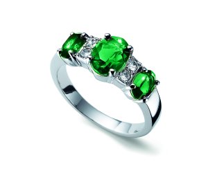 Prsteň so zirkónmi Oliver Weber Select emerald