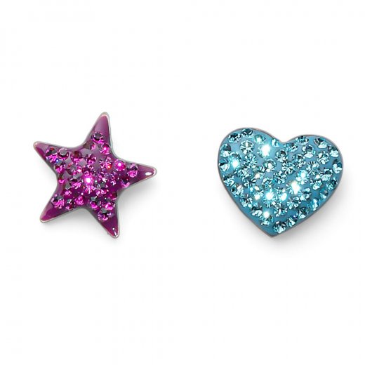 Detské náušnice L.O.L Surprise Hearts & Stars so Swarovski krištáľmi L2015 PIN